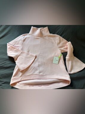 Dudley Stephens Pale Pink Funnel Neck Bell Sleeve Sweater